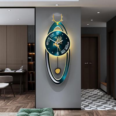 美世达现代轻奢钟表挂钟客厅创意大气新款家用2025挂墙时钟壁灯