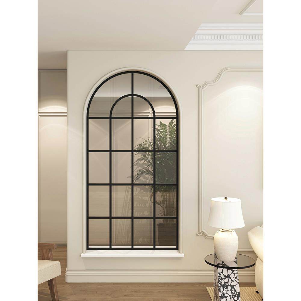 法式简约新款圆弧形铁艺假窗客厅屏风隔断墙壁采光艺术玻璃框定制