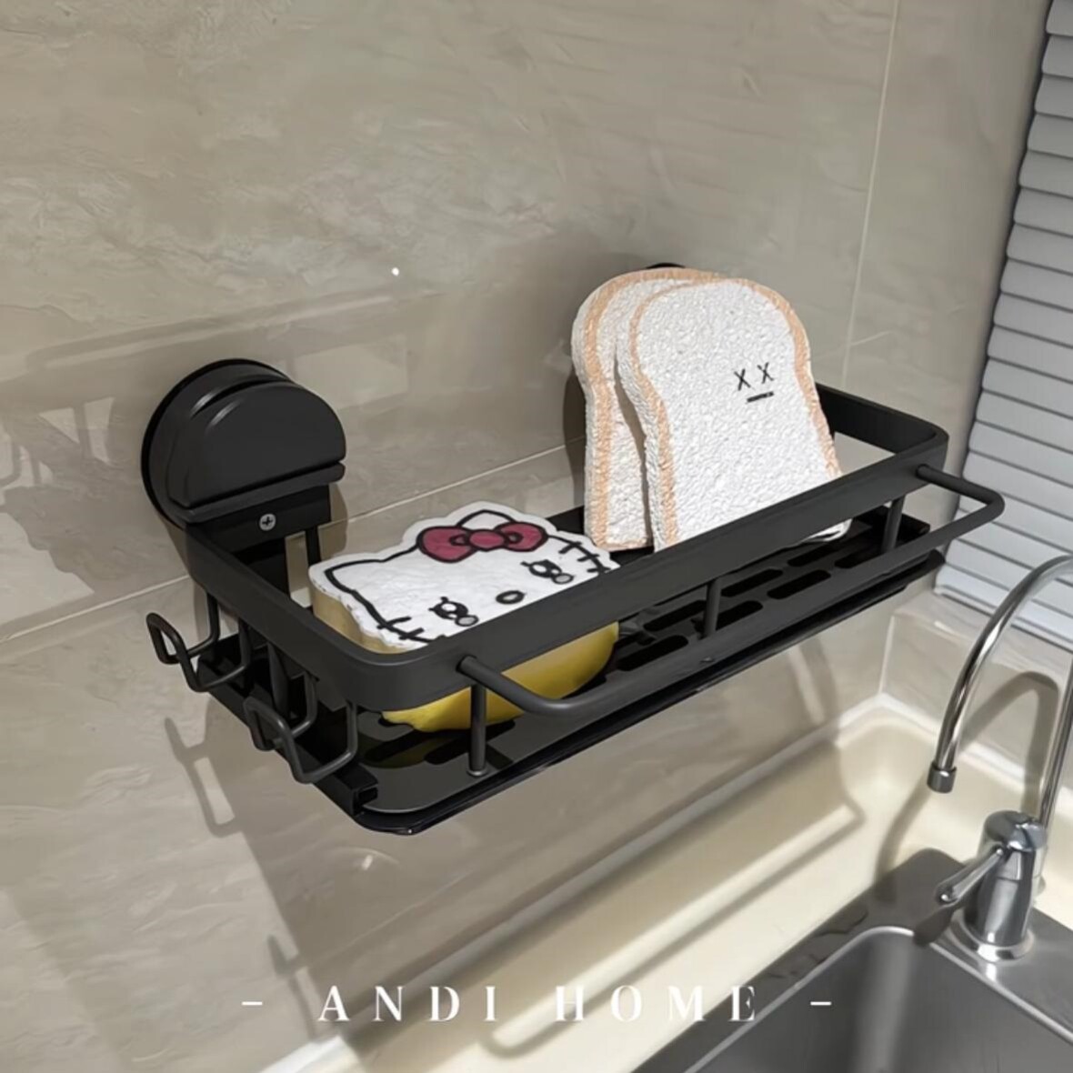 吸盘抹布架厨房多功能太空铝水槽置物架免打孔家用沥水壁挂收纳架