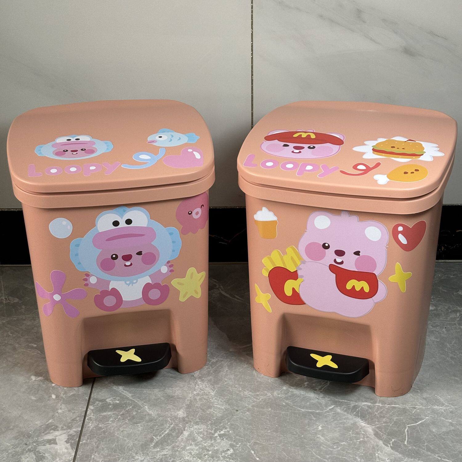 露比海狸垃圾桶卡通可爱高颜值家用客厅卧室脚踩带盖大容量卫生间