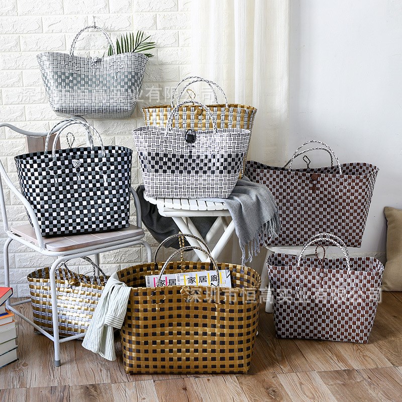 仿藤编复古系大号提篮收纳篮大容量 购物篮塑编手提袋进口在类目 收纳整理, 家庭收纳用具, 收纳篮, 其他收纳篮中 - 来自Buy2taobao.com提供专业的淘宝代购服务