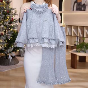 女童套装春秋新款2026女宝洋气时髦外套喇叭裤两件套儿童春装新款