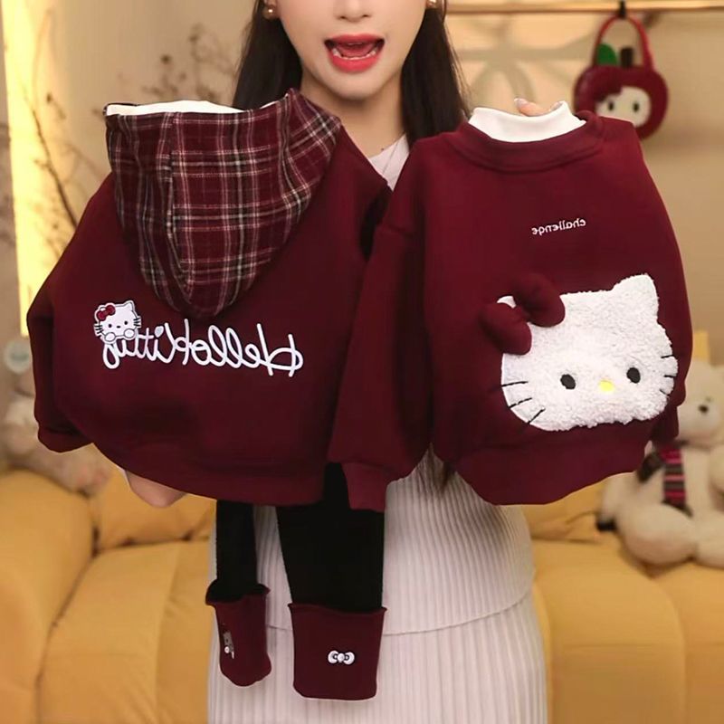 女童冬季套装儿童连帽卫衣保暖打底裤加绒加厚冬装2025新款巨好看