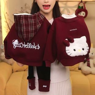 女童冬季套装儿童连帽卫衣保暖打底裤加绒加厚冬装2025新款巨好看