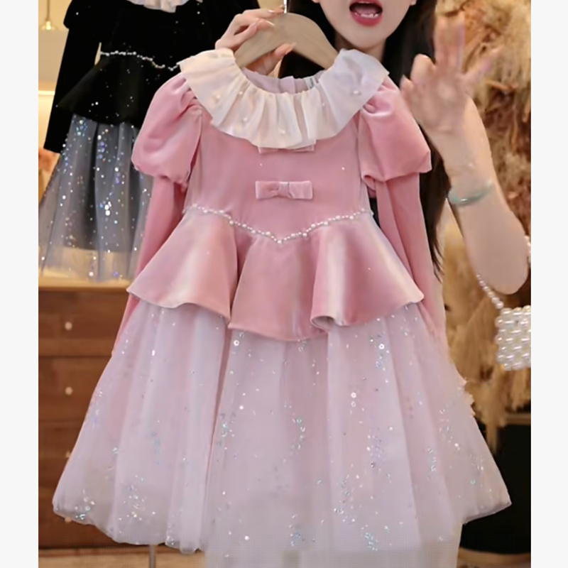 女童加绒长袖连衣裙秋冬