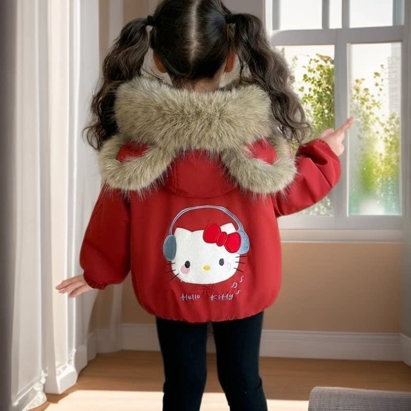 女童棉服冬装儿童大毛领派克服外套2025新款女宝洋气加厚保暖棉衣