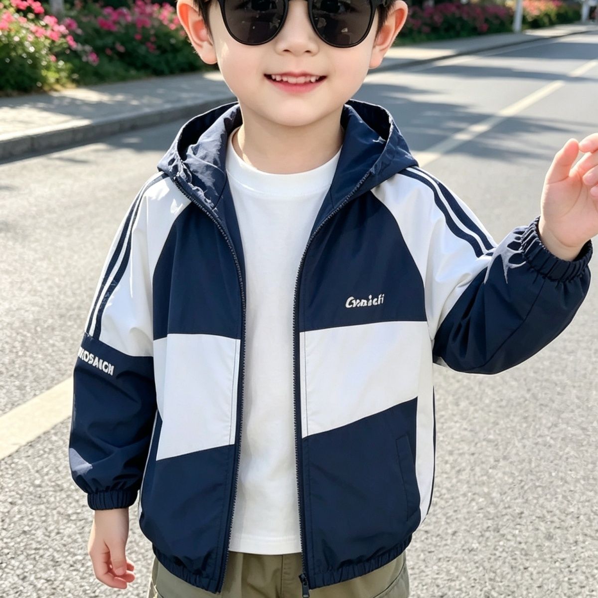男童防晒衣夏季2026新款洋气中大童连帽薄款外套男孩帅气防嗮服潮