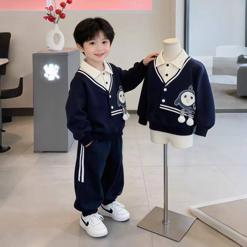 男童春秋款卫衣套装2026新款男孩韩版帅气休闲运动两件套洋气时尚