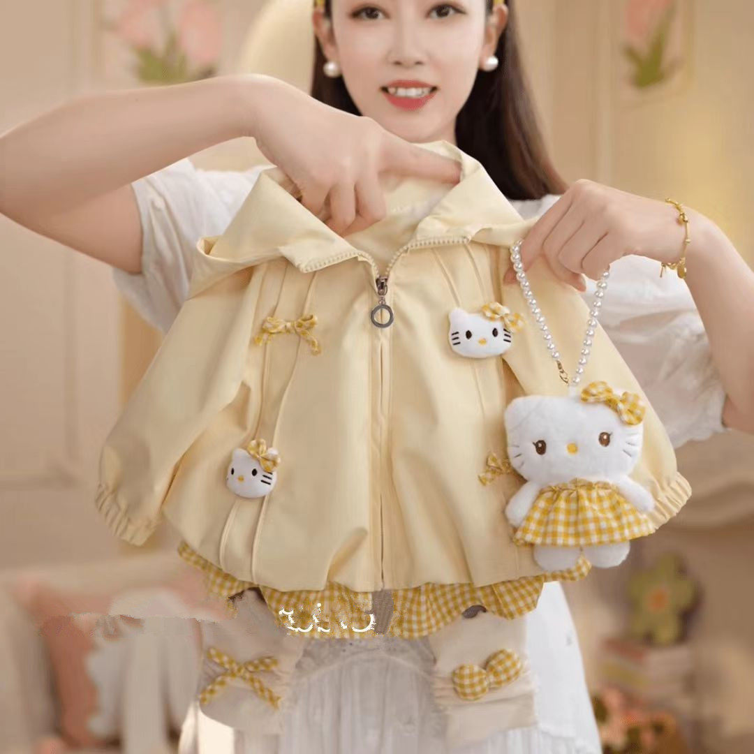 女童外套连帽2026新款儿童春装洋气时髦女宝宝风衣可爱春秋上衣潮