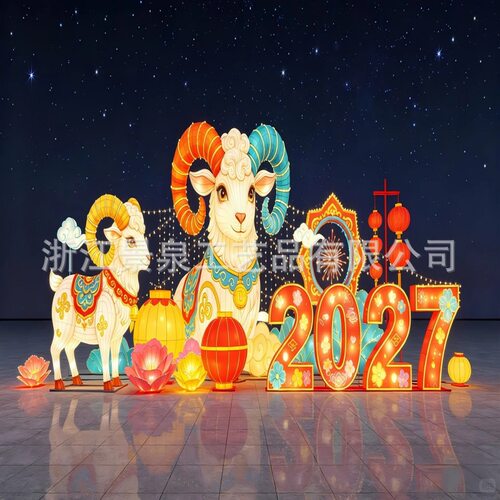 国潮羊年花灯大型灯组商场新年灯