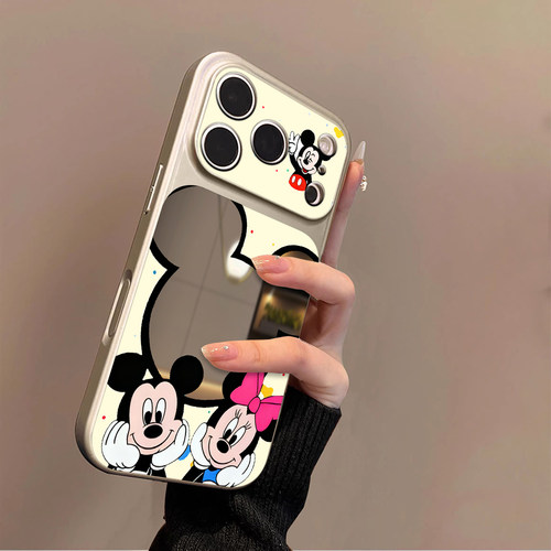 适用苹果17promax手机壳iPhone16pro新款16plus镜面15大视窗套硅胶14防摔13女款全包air秒变17高级镂空米奇