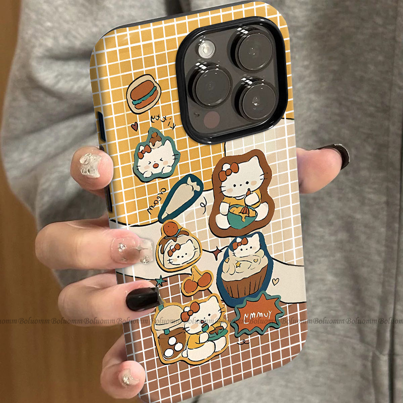 菲林适用于苹果17promax手机壳格子凯蒂iphone12/13套硅胶14max全包防摔xs卡通日韩15plus网红新款女air潮牌6