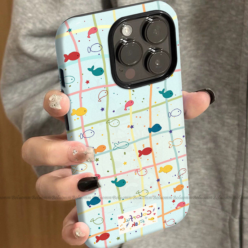 菲林适用于苹果17promax手机壳渔网小鱼iphone12/13套硅胶14max全包防摔xs简约日韩15plus网红新款女air潮牌6