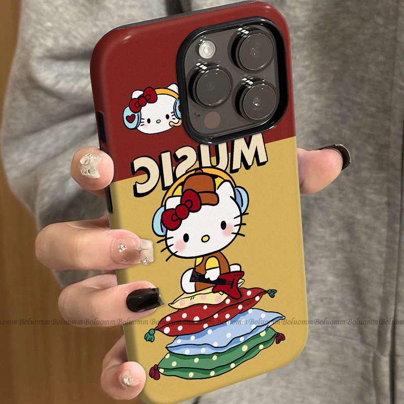 菲林适用于苹果17promax手机壳耳机凯蒂iphone12/13套硅胶14max全包防摔xs日韩简约15plus网红新款女air潮牌6