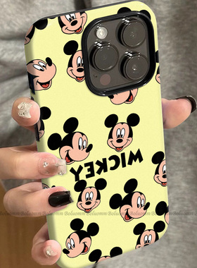 菲林适用于苹果17promax手机壳黄色米奇iphone12/13套硅胶14max全包防摔xs卡通可爱15plus网红新款女air潮牌6