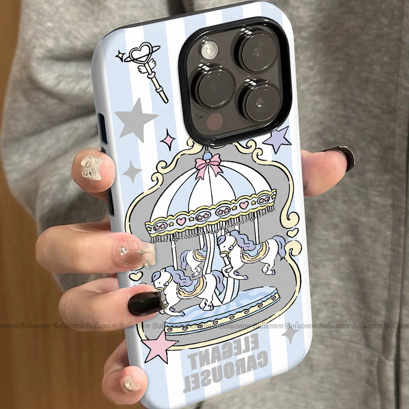 菲林适用于苹果17promax手机壳旋转木马iphone12/13套硅胶14max全包防摔xs小众日韩15plus网红新款女air潮牌6