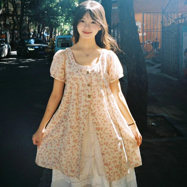 法式复古设计感小众收腰显瘦半身裙子碎花上衣两件套装女夏季新款