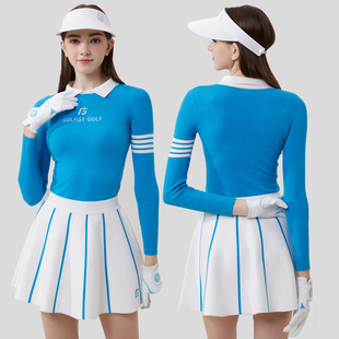 秋季高尔夫女装上衣女士套装针织毛衣裙子运动衣服半裙亲肤显瘦服