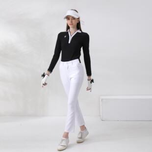 高尔夫服装女士春秋季长袖T恤修身女裤golf运动女装上衣时尚套装