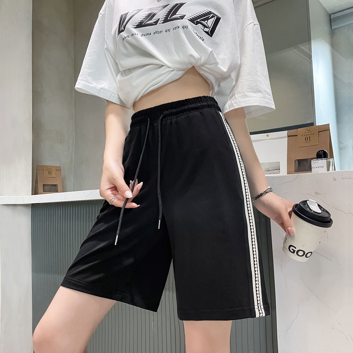 纯棉跑步短裤女瑜伽健身直筒五分运动裤夏季薄款外穿大码休闲中裤