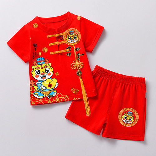 男宝宝2一1周岁抓周礼服夏季龙