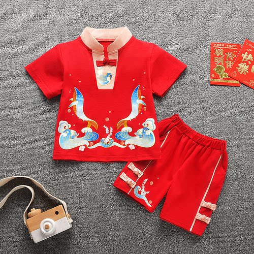 男宝一周岁宴抓周礼服夏季唐装