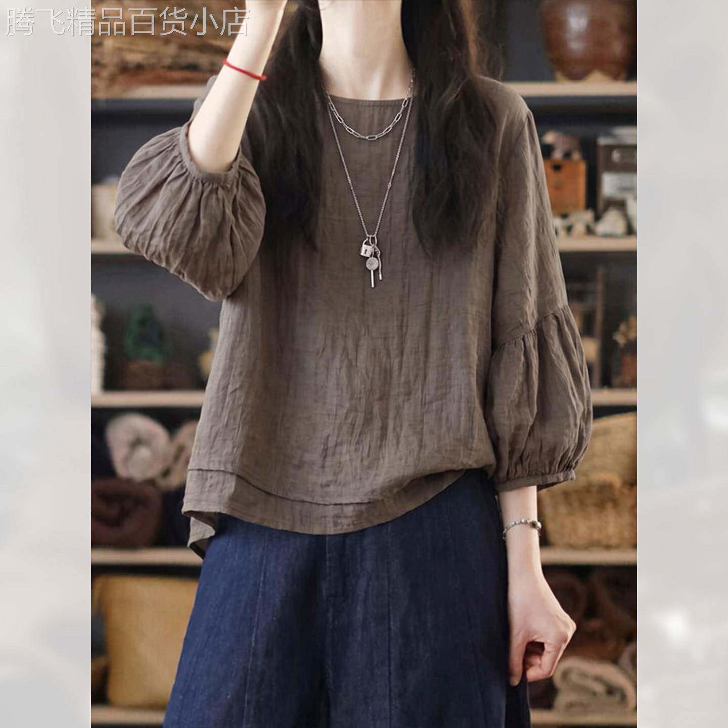 轻熟法式咖色灯笼袖上衣女高级感小众设计感减龄衬衫2026秋季新款