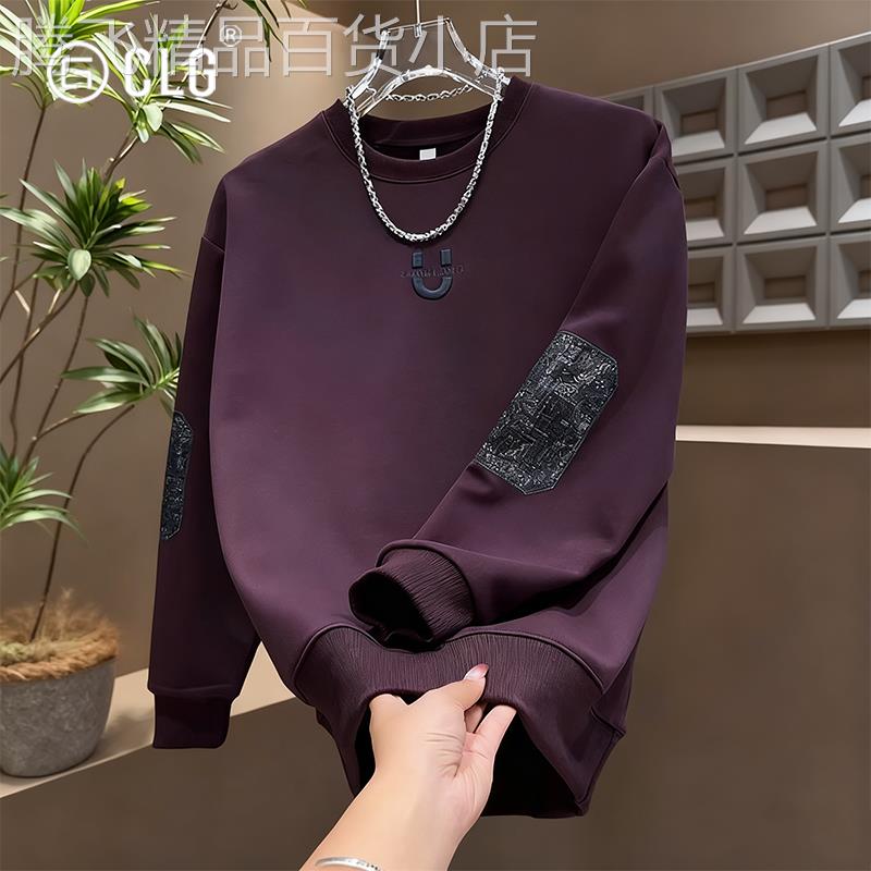 香港CLG潮牌新款加绒加厚卫衣男士潮流时尚高级感长袖上衣打底衫