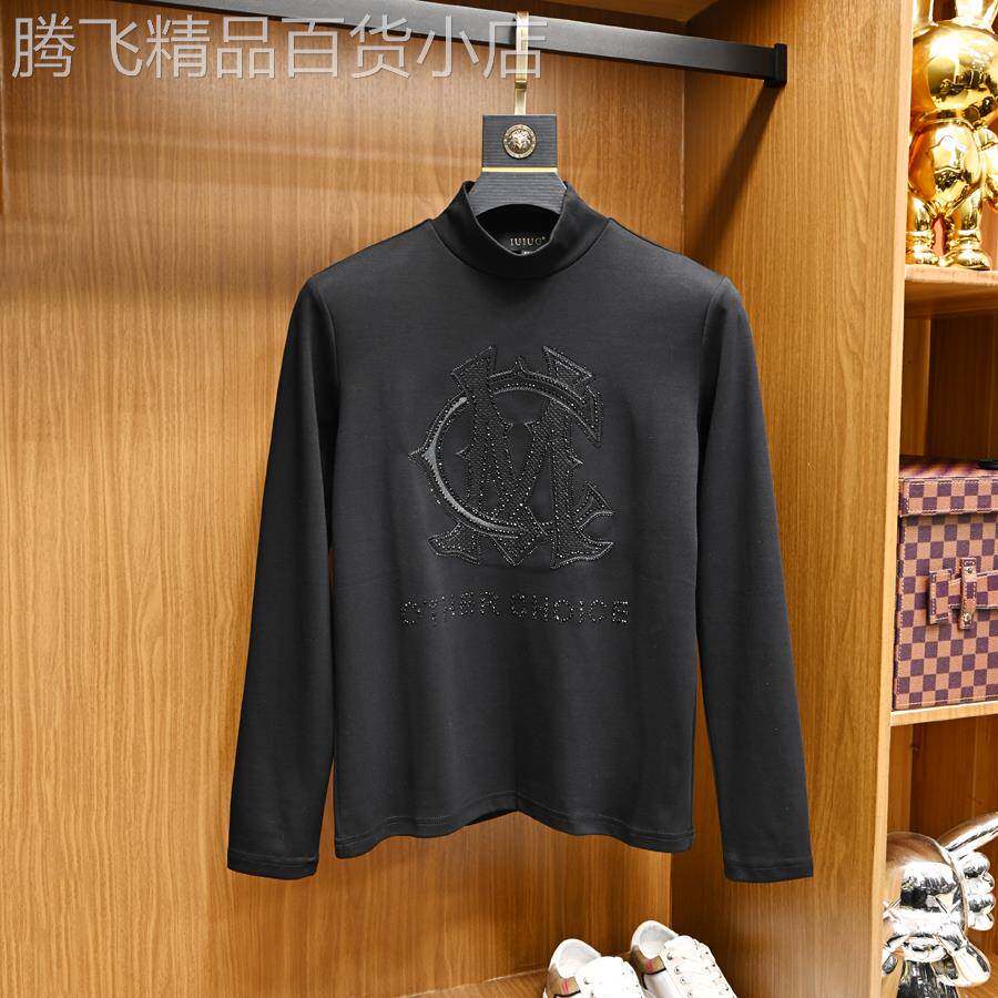 韩国专柜半高领加绒长袖T恤男2025秋冬新款潮牌修身轻奢时尚卫衣