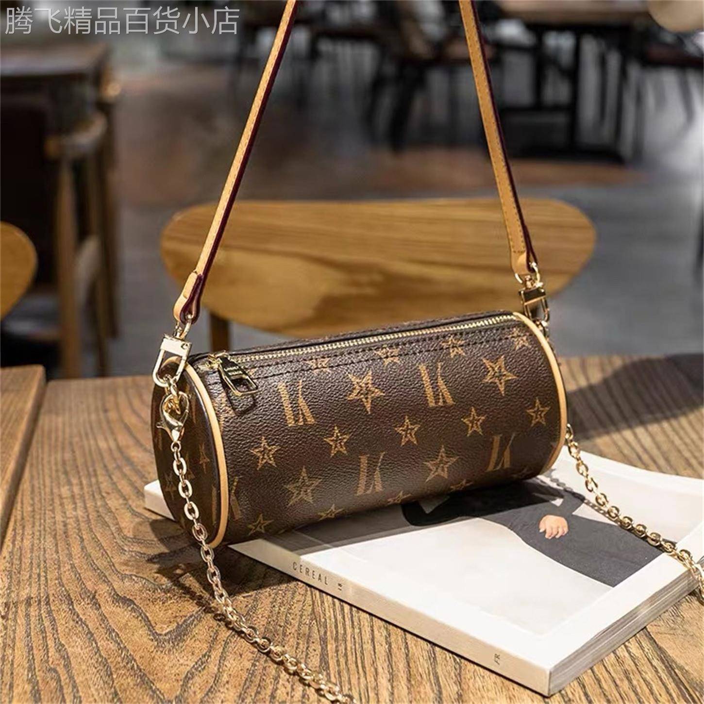 香港代购奢侈品名牌2026新款专柜正品真皮女包单肩斜挎手提圆筒包
