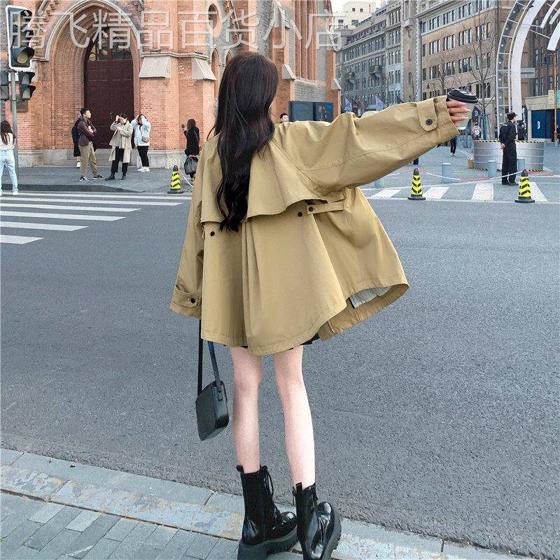 时尚休闲短款风衣外套女卡其色斗篷上衣小个子韩系chic2025新款潮