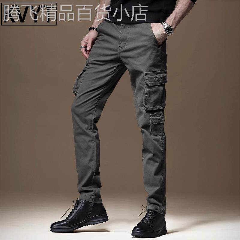 高端男士伞兵工装裤修身小脚2025春季美式特训裤男款多口袋休闲裤