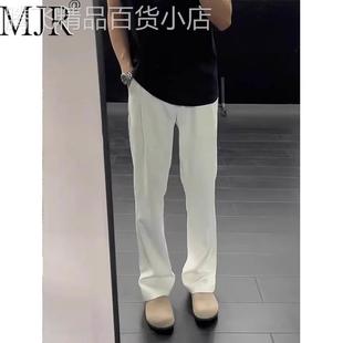 cleanfit白色休闲裤男士西裤垂坠感高级感弯刀微喇裤夏季薄款男裤
