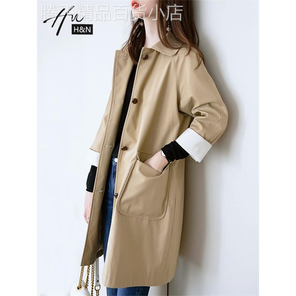 卡其色风衣女款2025新款时尚中长款休闲百搭宽松气质小个子外套女