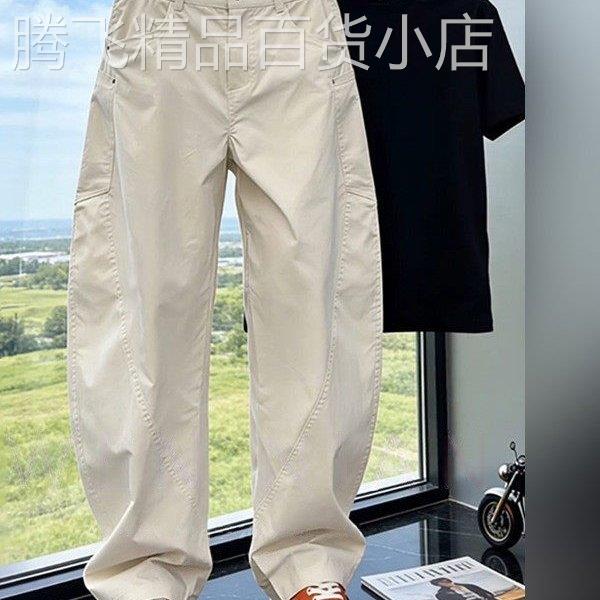 男士美式弯刀裤轻薄尼龙速干运动宽松阔腿2026夏季潮流冲锋长裤