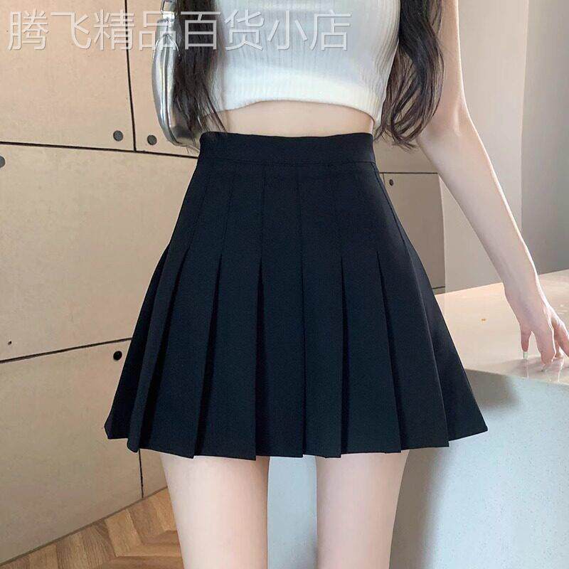 黑色半身裙女夏季薄款2026新款a字高腰显瘦气质时尚百褶短裙子女