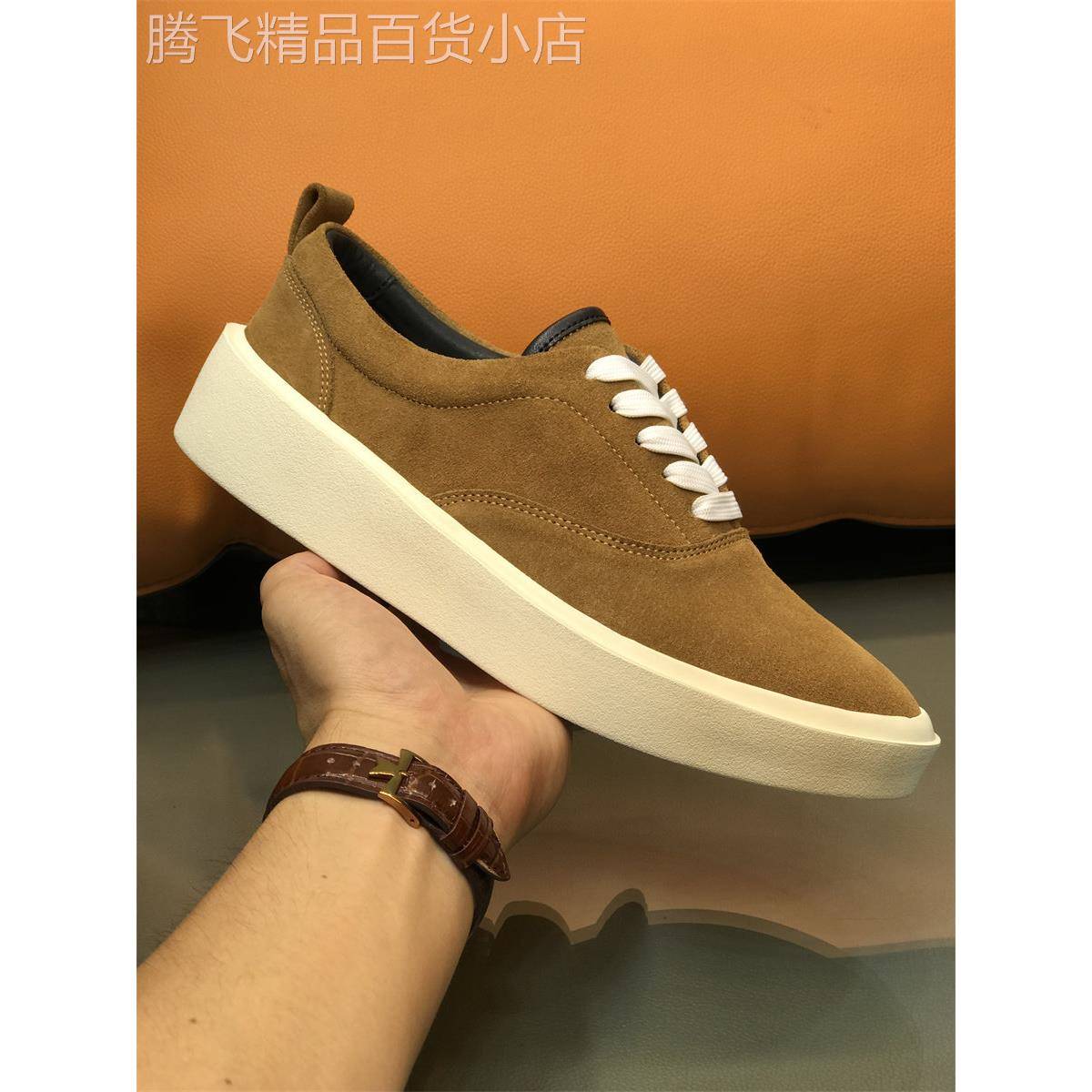 超级奢华男鞋经典真皮英式风格运动鞋男士粗底磨砂皮革休闲鞋简单