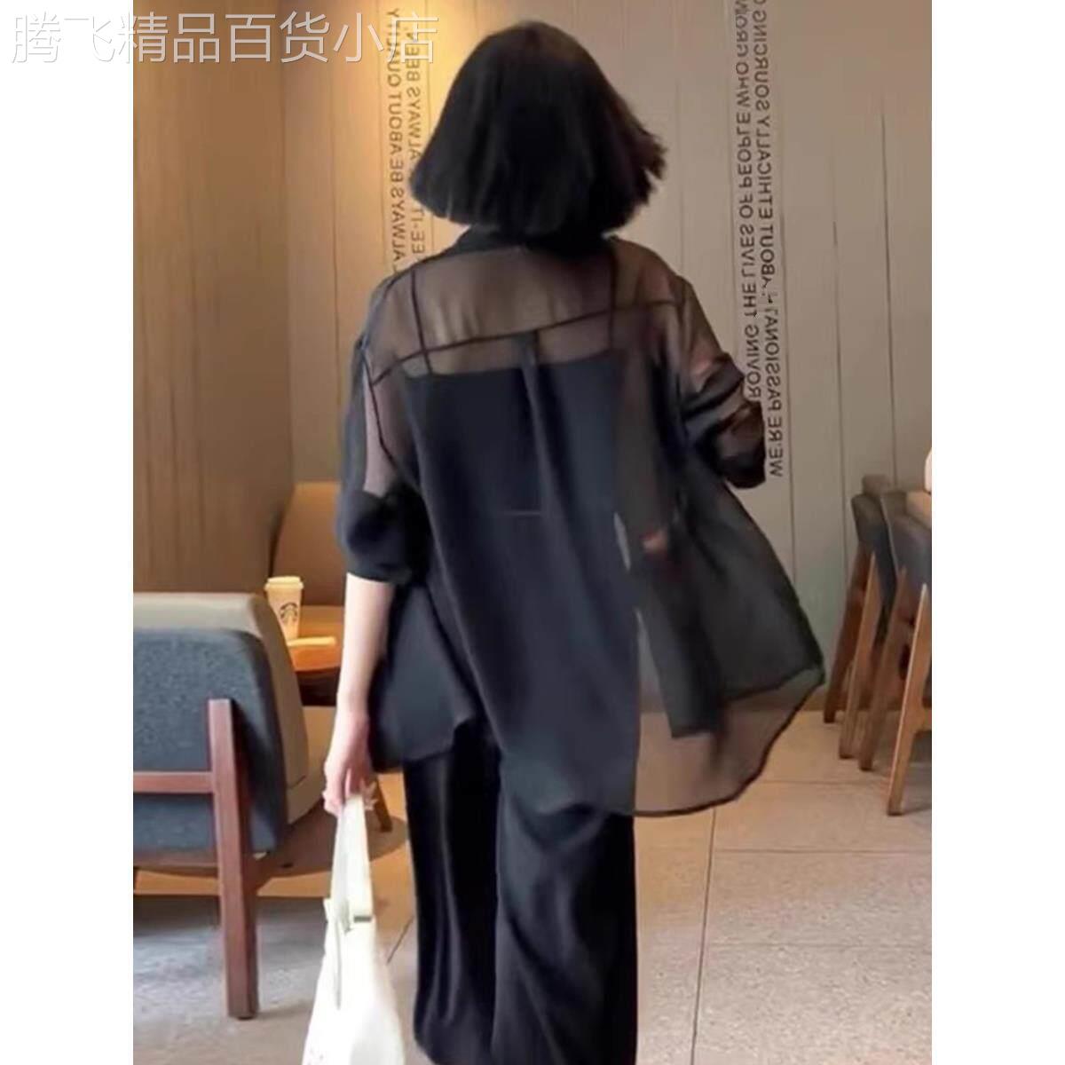 雪纺衬衫女夏季薄款2026新款透视薄纱吊带开衫外搭防晒衣上衣外套