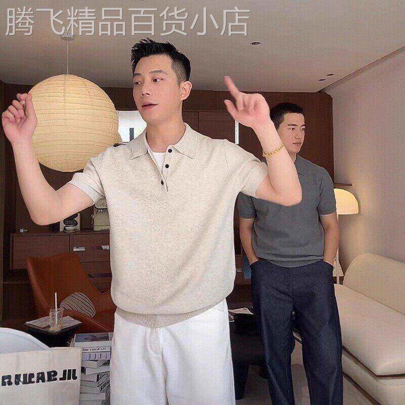 老钱风休闲短袖polo衫男士夏季新款高级感针织收袖口翻领半袖t恤