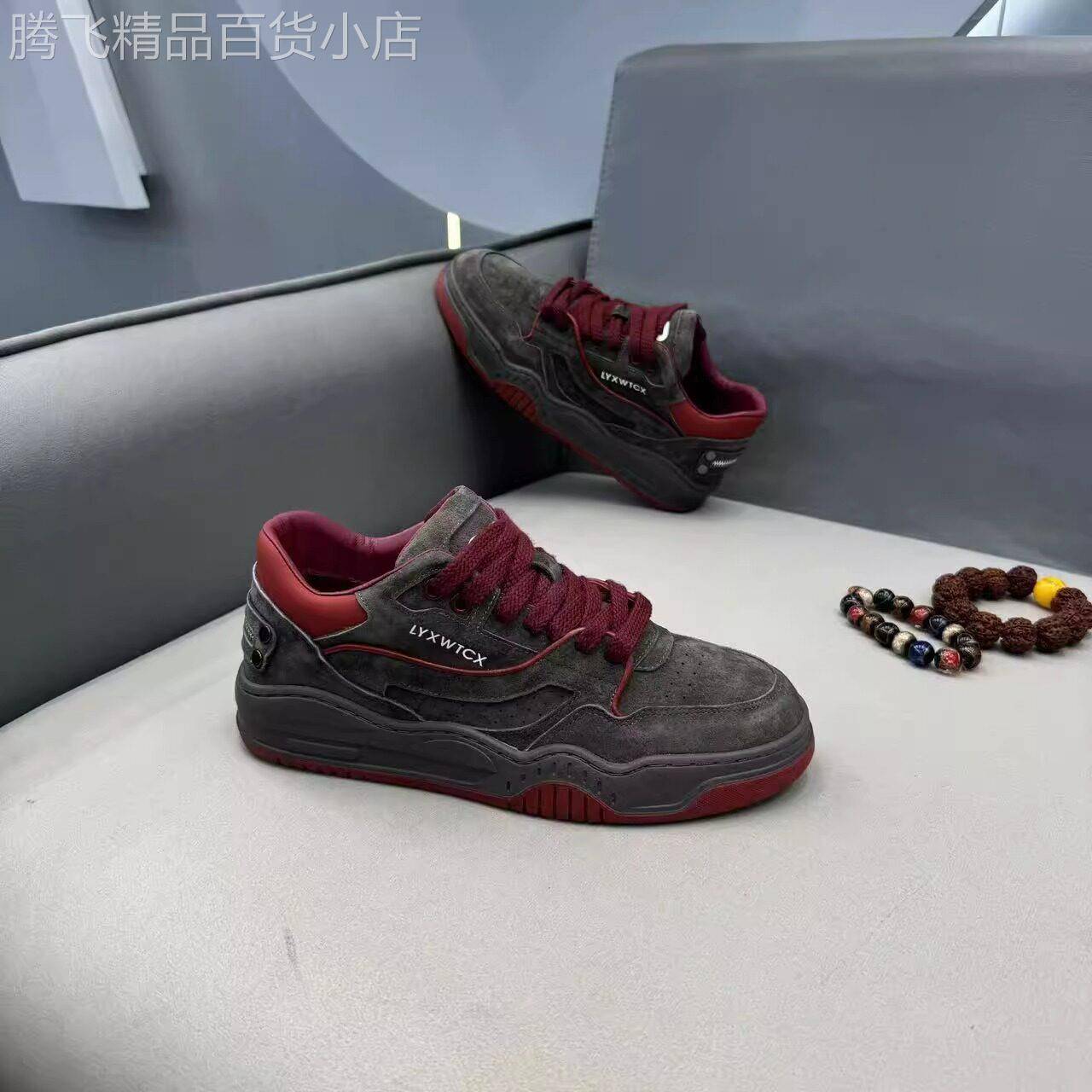 香港代购 专柜同款IT33Y男鞋轻便耐磨做旧运动鞋真皮厚底板鞋增高