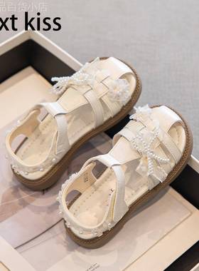 Next kiss2025夏季新款女童凉鞋洋派镂空透气舒适白色包头公主鞋