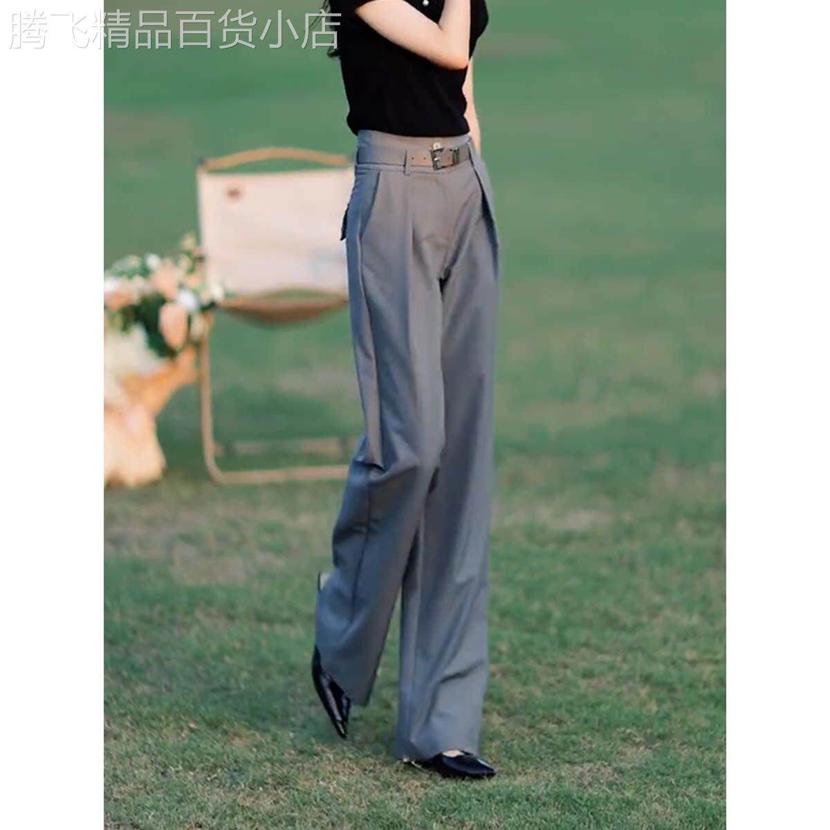 灰色阔腿裤女春夏2026新款高腰显瘦宽松垂感直筒休闲西裤拖地长裤