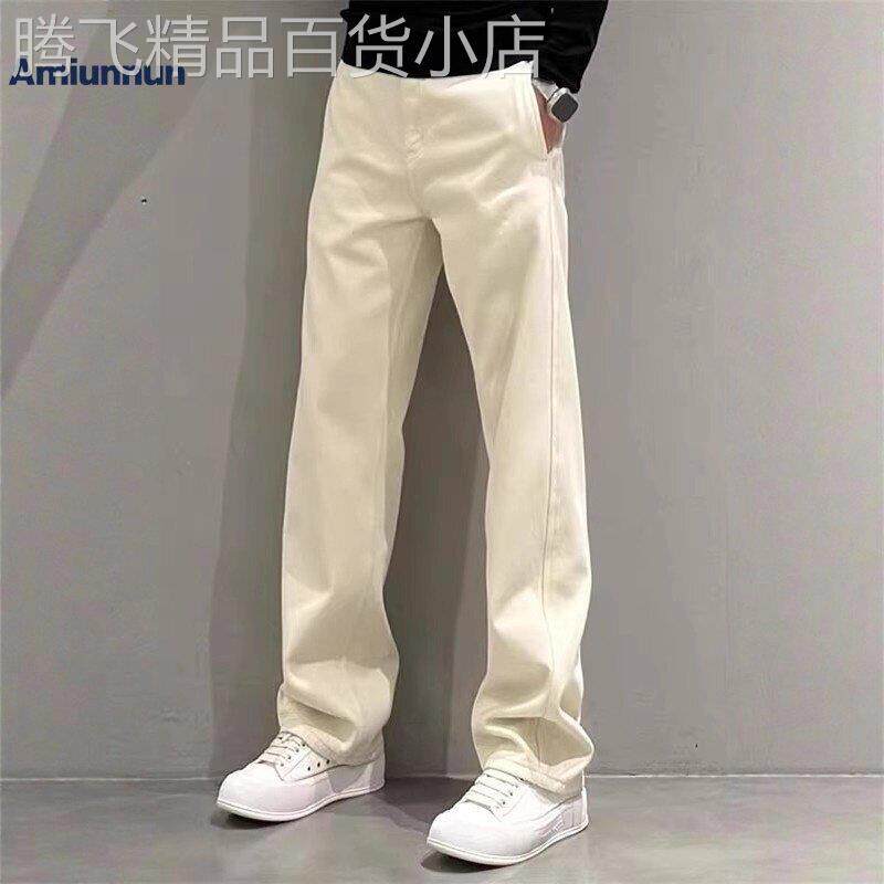 高腰直筒裤男2025新款春秋季潮牌修身时尚简约百搭痞帅垂感休闲裤