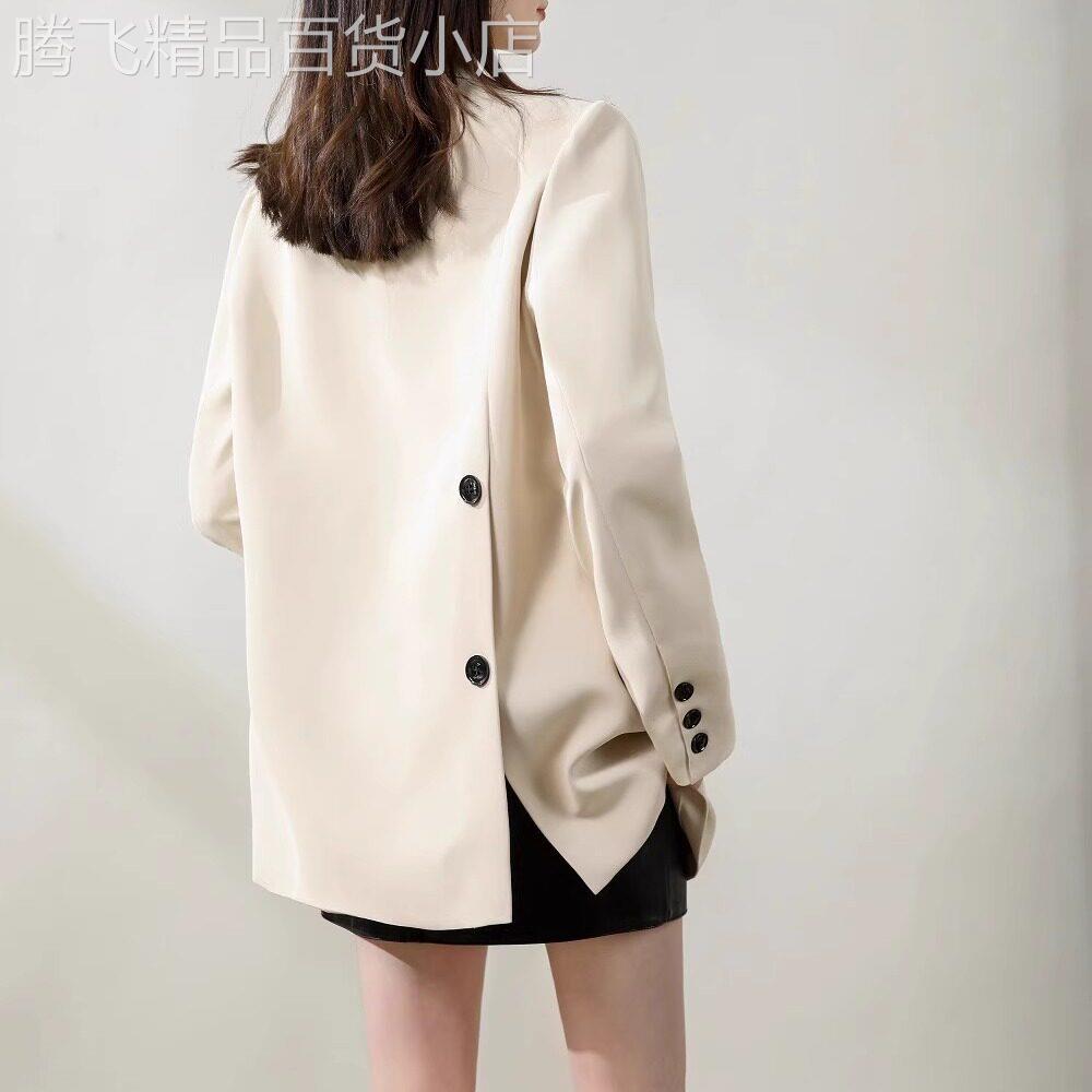 米色垂感流行小西服外套女韩版宽松休闲设计感2025春款款西装外套