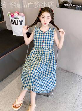 英国next ttat女童夏装裙子女大童学院风公主裙儿童格子连衣裙潮