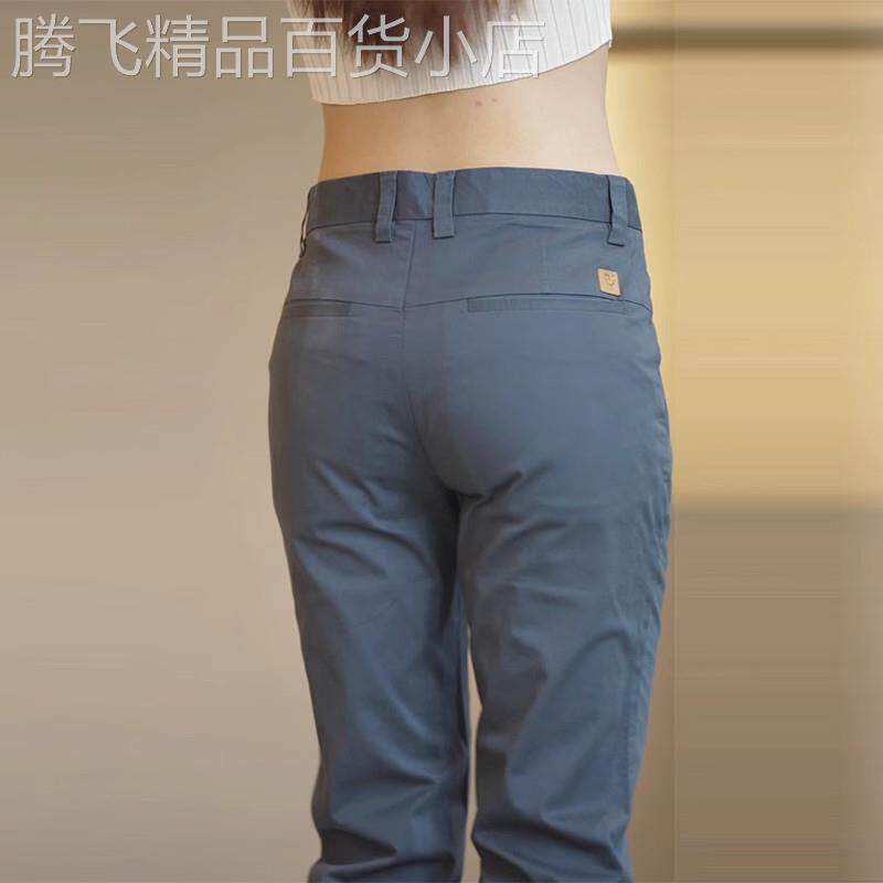 法国品牌高端灰色休闲裤男修身直筒纯棉裤子商务男士西裤秋季新款