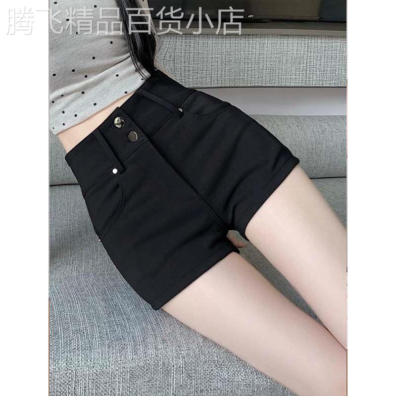 辣妹风西装黑色短裤女2026夏季新款欧货高腰紧身弹力显瘦百搭热裤