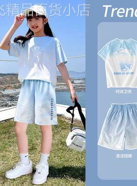 next sara女童套装2025夏季款儿童洋气时髦休闲运动服夏装两件套