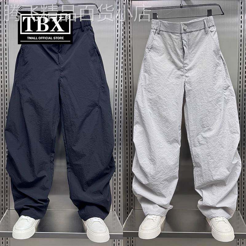 高端冰丝速干工装弯刀裤男士2025新款夏季薄款直筒休闲裤子男款潮