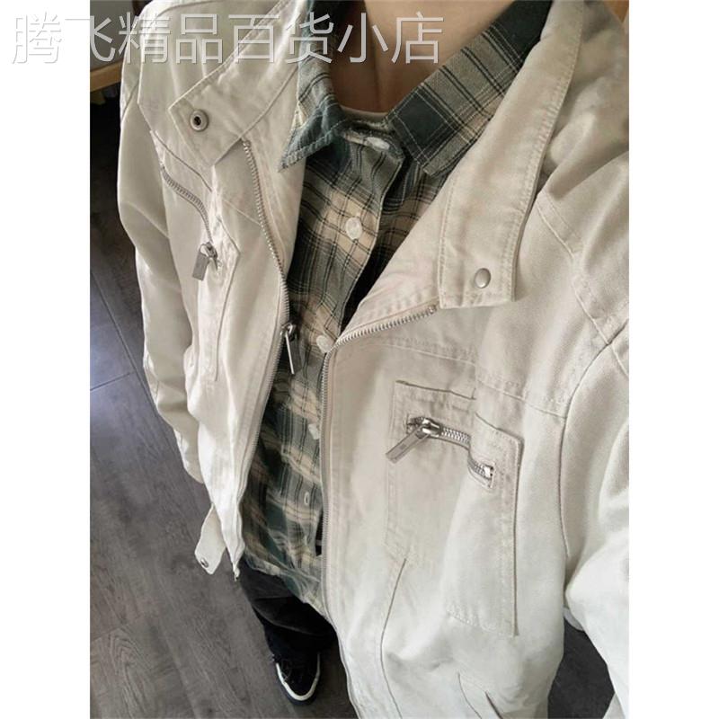 轻奢美式古着vintage水洗牛仔外套男2026春季立领工装情侣夹克